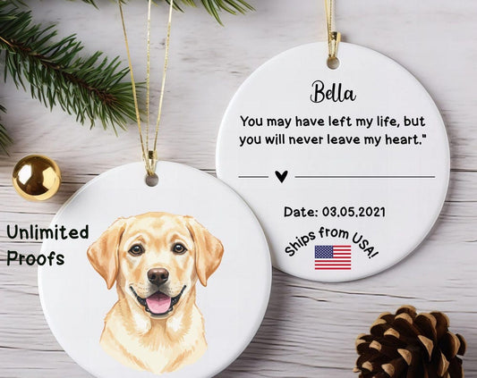 Custom Pet Photo Ornament – Personalized Dog Memorial Christmas Gift, Watercolor Pet Portrait Keepsake