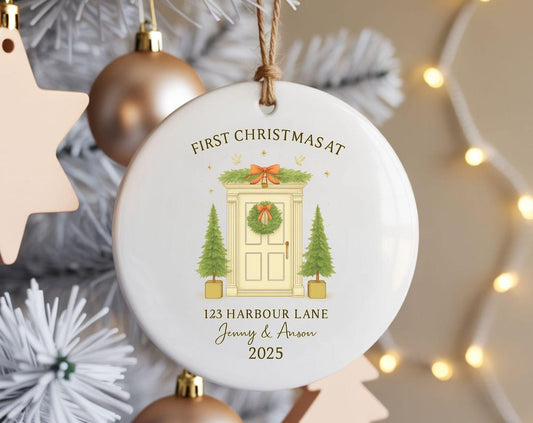 First Christmas New Home Ornament: Personalized Ceramic Keepsake